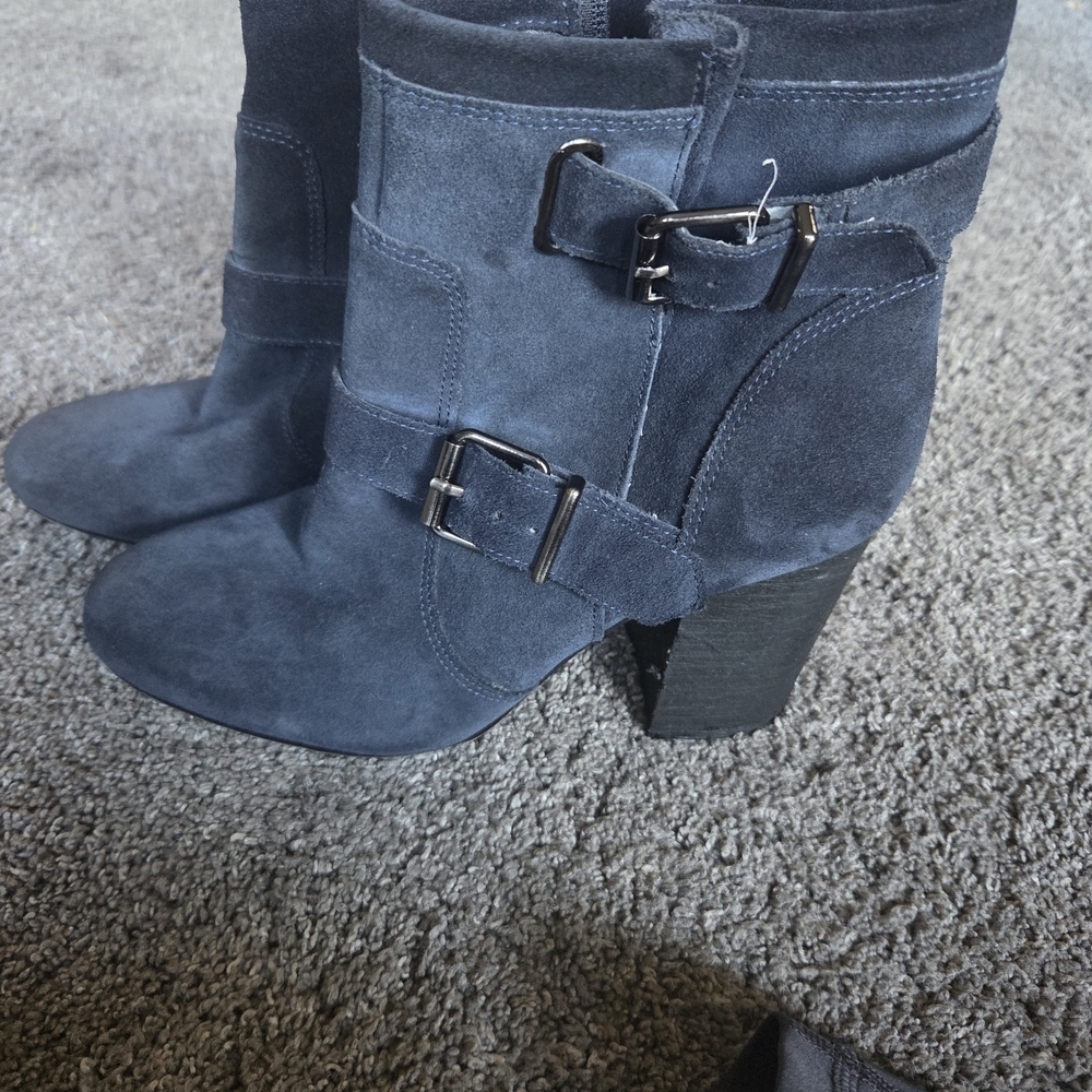 Vince Camuto Blue Ankle Booties with Double Buckles - Picture 4 of 6